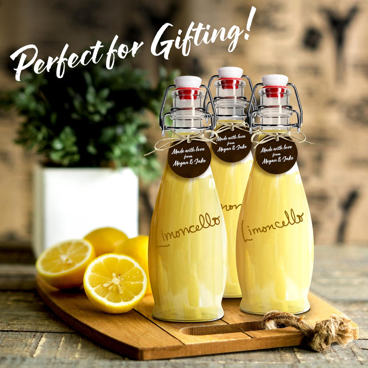 Nevlers 8.5 Oz Teardrop Swing Top Glass Bottles with Lids | Flip Top Glass Bottle with Stopper 12 Pack | 250mL Syrup Bottle | Resealable Bottles with Stoppers for Homemade Drinks, Juices & Beverages