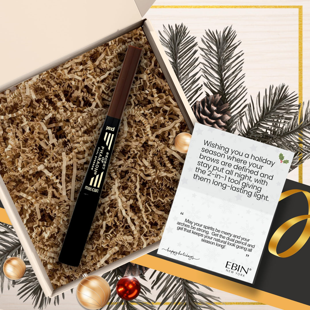 EBIN NEW YORK Secret of Pharaoh Dual Eyebrow Pencil & Mascara Natural Espresso | 2-in-1 Brow Pencil & Gel | Water-Resistant, Long-Lasting, Natural Finish | Vegan & Cruelty-Free