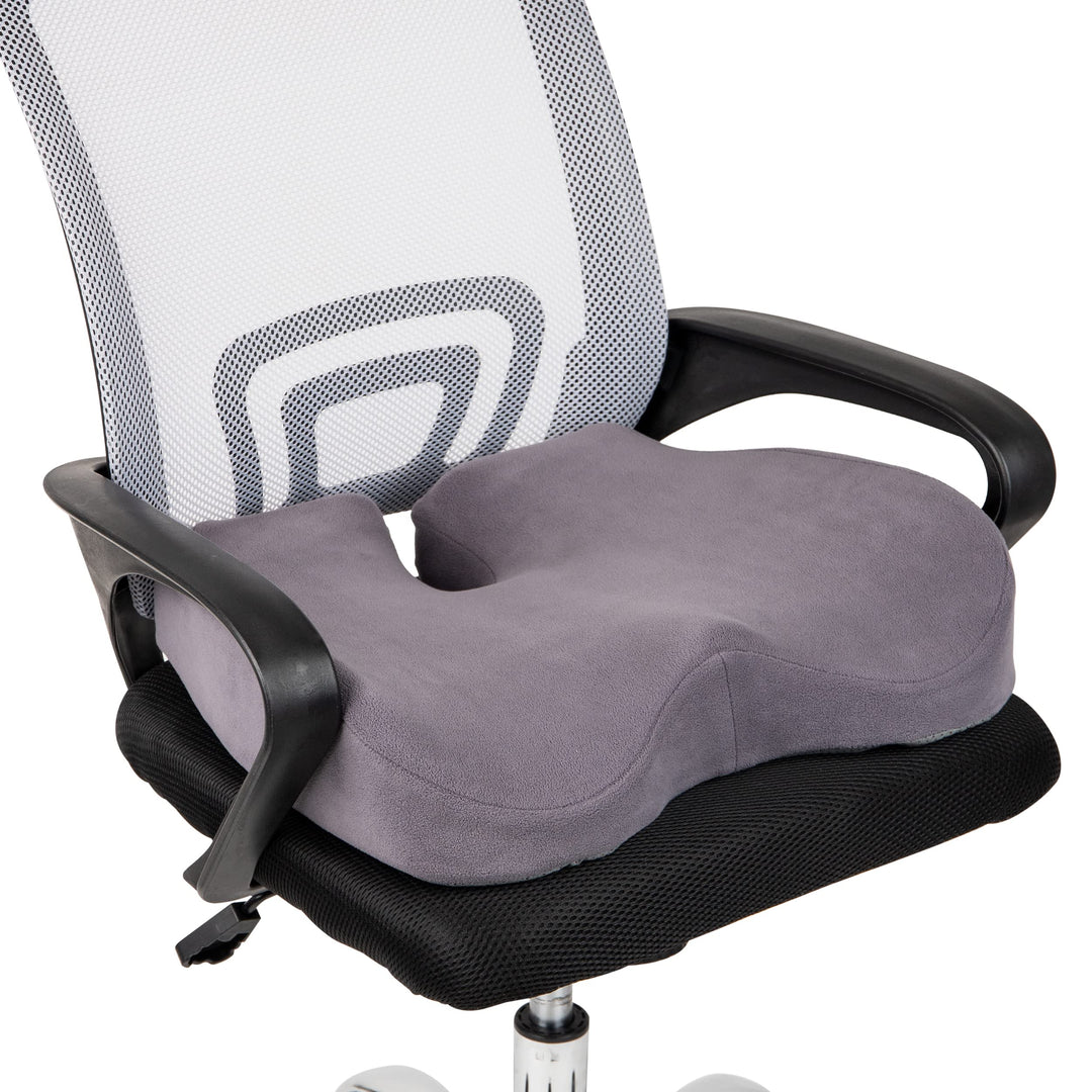 Mind Reader Air-Cloud Memory Foam Seat Cushion, Ergonomic Support for Lower Back, Coccyx, and Hip Pain Relief, Promotes Better Posture, Washable Cover, Gray