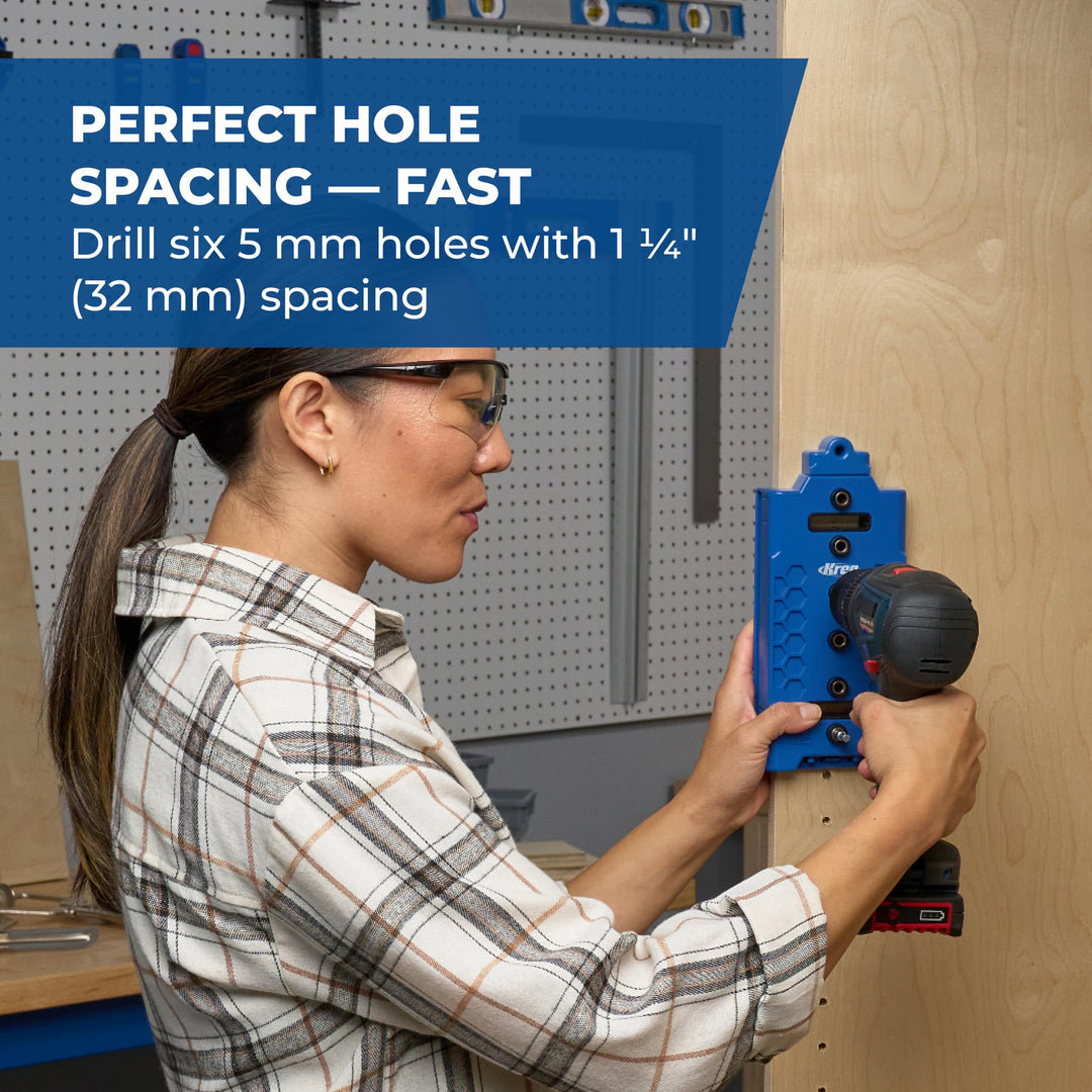 KREG KMA3232 Shelf-Pin Jig 5 mm - Drilling Guide for Shelves - Shelf Pin Drilling Jig - Steel-Enforced Drill Guide - Woodworking Tools & Accessories Retail $39.99