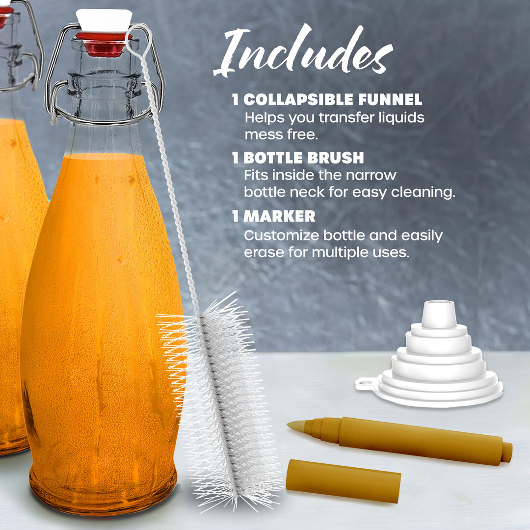 Nevlers 8.5 Oz Teardrop Swing Top Glass Bottles with Lids | Flip Top Glass Bottle with Stopper 12 Pack | 250mL Syrup Bottle | Resealable Bottles with Stoppers for Homemade Drinks, Juices & Beverages