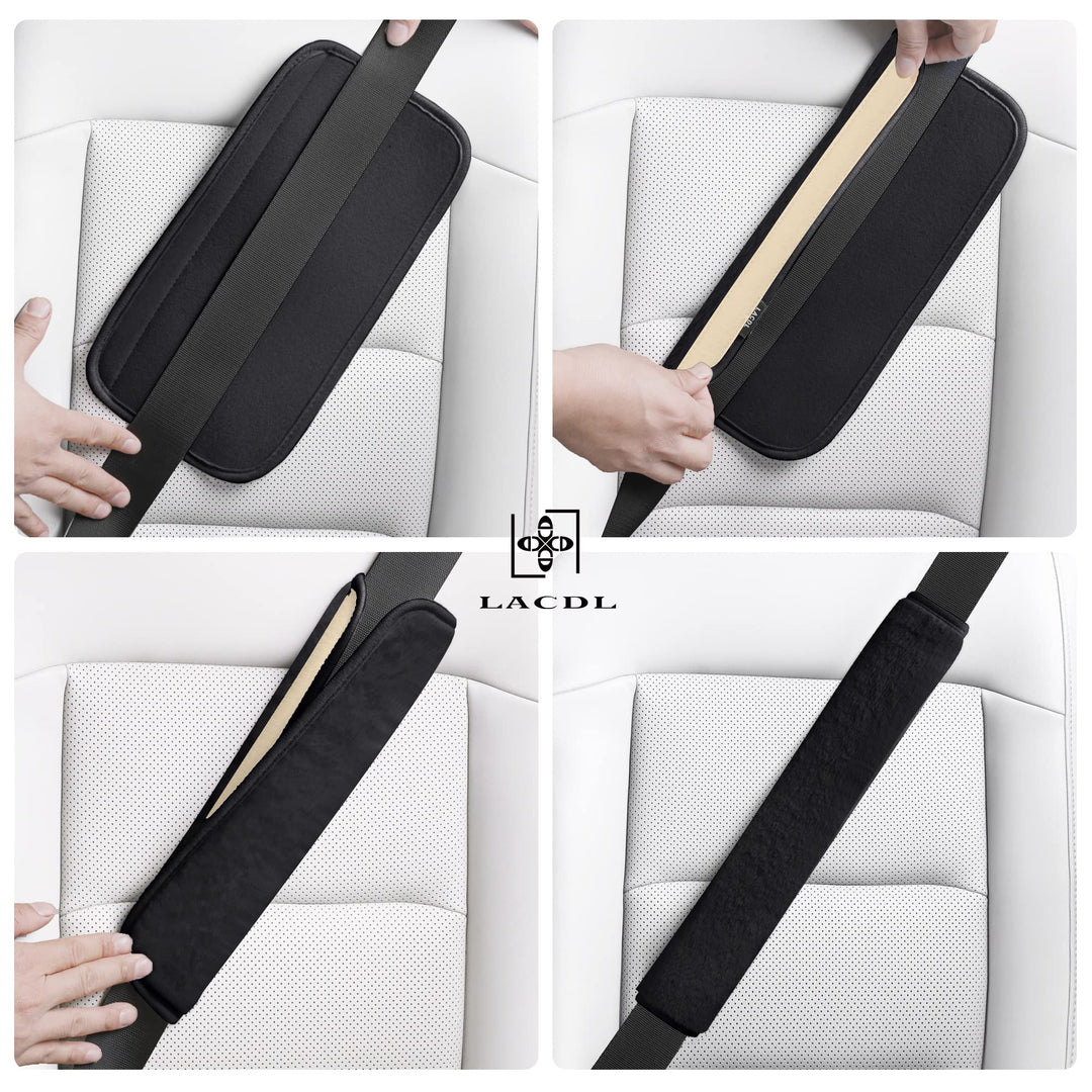 LACDL Extra Long Seatbelt Cover Super Soft Furry for Adults Kids Women & Men, Thick Plush Full Car Seat Belt Strap Cushion, Fluffy Shoulder Pad Protector, Auto Interior Accessories, 1pc, Black, 19.5in Retail $14.99