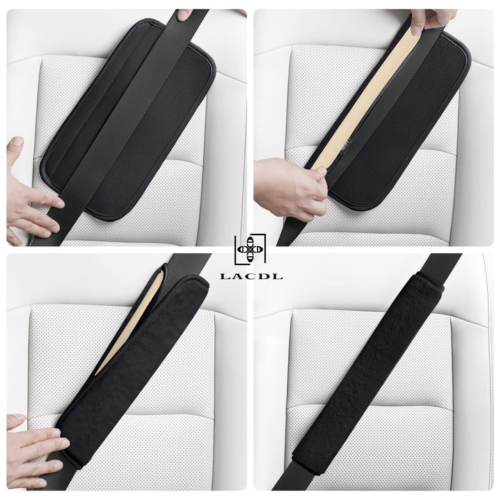 LACDL Extra Long Seatbelt Cover Super Soft Furry for Adults Kids Women & Men, Thick Plush Full Car Seat Belt Strap Cushion, Fluffy Shoulder Pad Protector, Auto Interior Accessories, 1pc, Black, 19.5in Retail $14.99