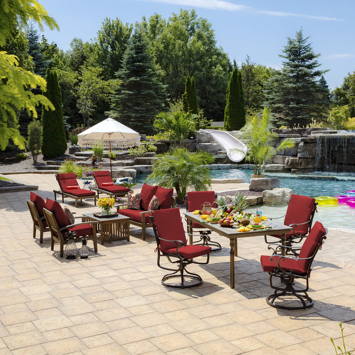 Arden Outdoor Patio Dining Chair Cushion, 20x44, Rain-Proof Seat Pad, Fade-Resistant Outdoor Cushion Ruby Red Leala Retail $37.99