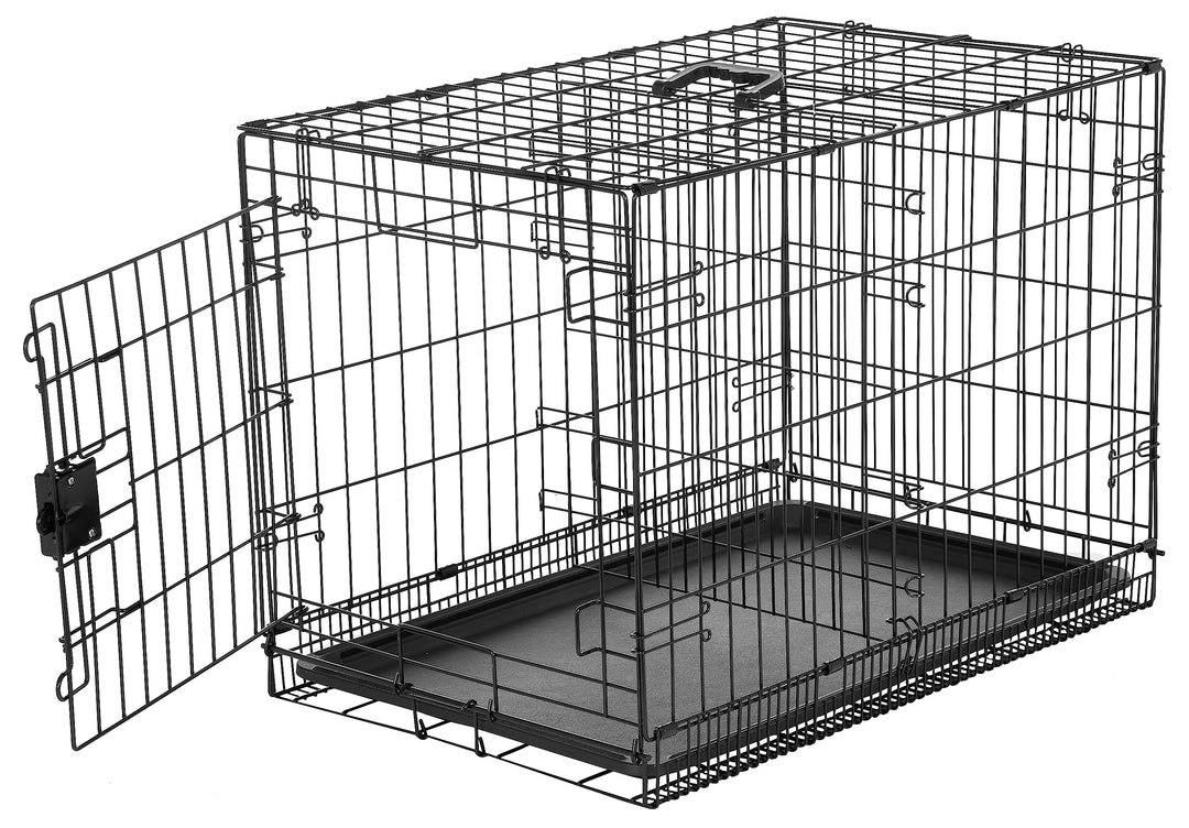 Amazon Basics - Durable, Foldable Metal Wire Dog Crate with Tray, Single Door, 30 x 19 x 21 in, Black Retail $39.23