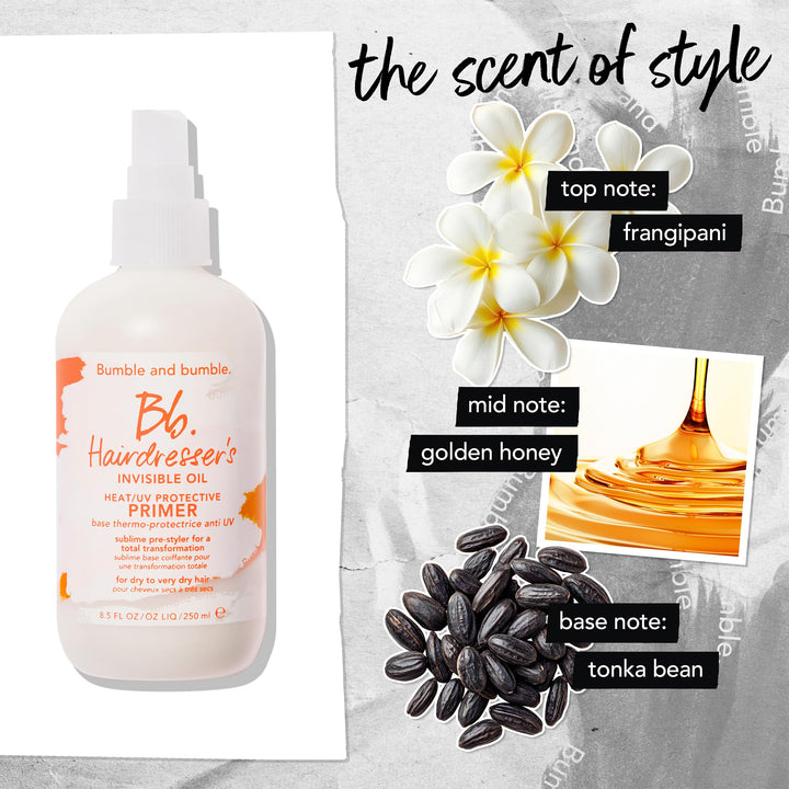 Bumble and bumble. Hairdresser's Invisible Oil Heat/UV Protection Leave-In Conditioner Hair Primer | Hydrating, Anti Frizz, Color Safe | Straight, Coily | With Argan + Coconut Oil, 8.5 Fl Oz Retail $34.00