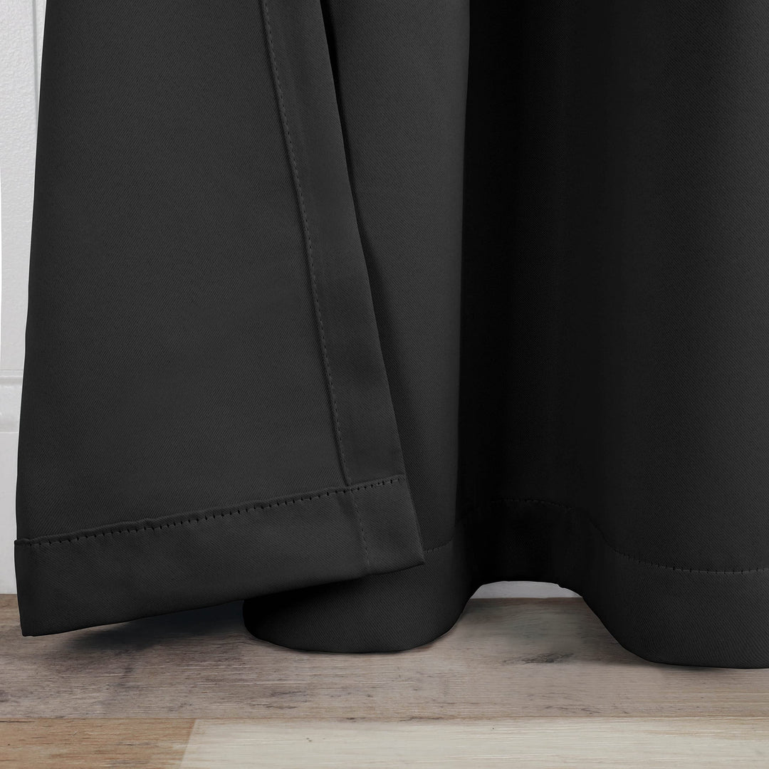 Superior Blackout Curtains, Room Darkening, Bedroom, Drapes, Kitchen, Living Room Window Accents, Sun Blocking, Thermal, 2 Pack, 8 Grommets, Solid Blackout Curtains, Set of 2, 52" x 72", Black Retail $40.00