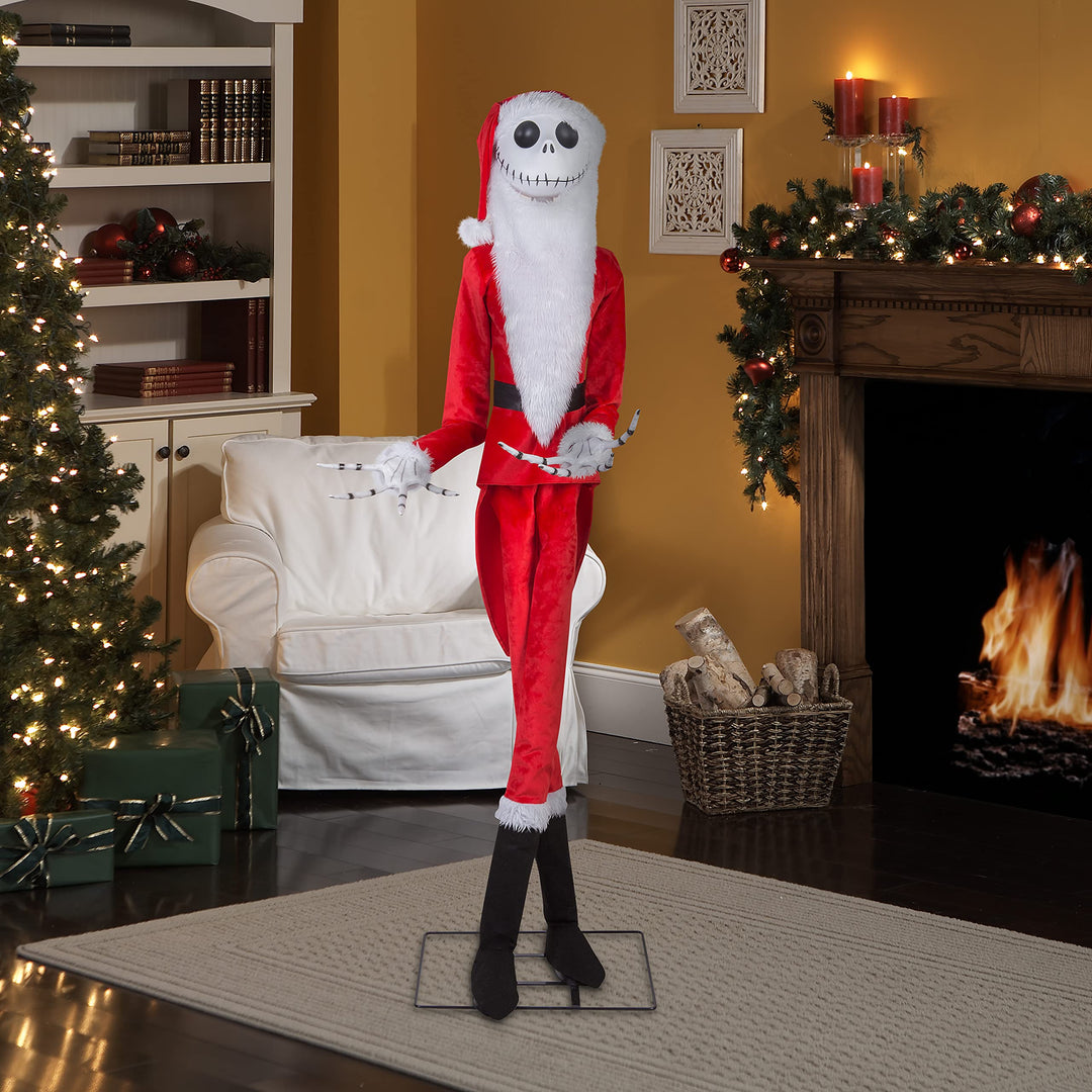 Gemmy Life Size Animated KD Jack Skellington as Santa Disney, red