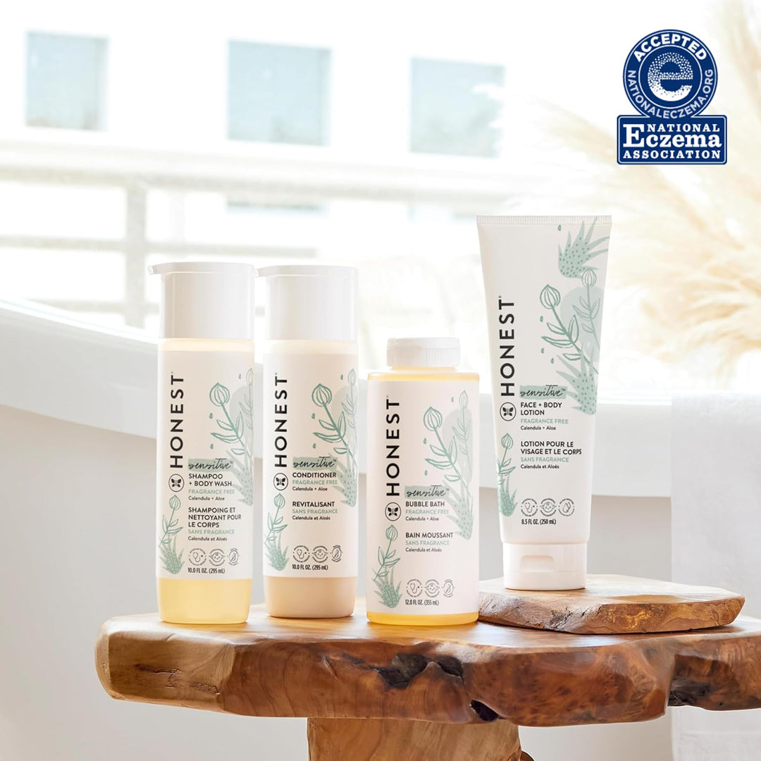 The Honest Company 2-in-1 Cleansing Shampoo and Body Wash for Sensitive Skin, Tear-Free, Hypoallergenic with Naturally Derived Ingredients, Fragrance-Free, 10 fl oz retail $9
