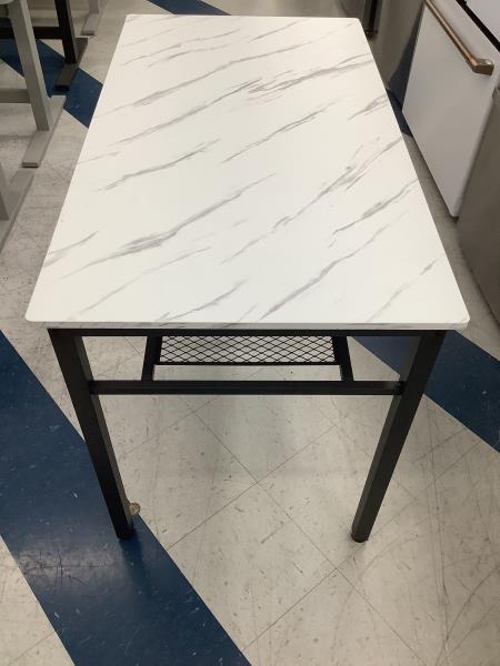 Rectangular Faux Marble Dining Table with Black Metal Frame and Storage Shelf Retail $125.00