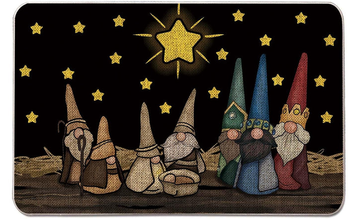 Christmas Door Mat Outdoor Rug Gnomes Black Doormat Entrance Rug Winter Door Mat Outdoor Farmhouse Decor Home Kitchen Floor Front Door Mats 17 x 27 Inch