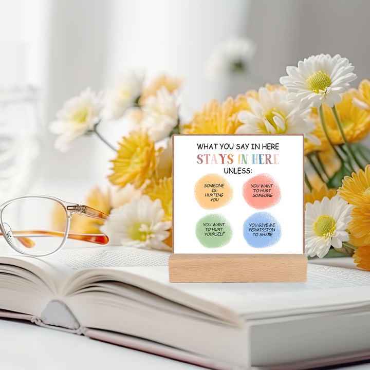 ZsaTuiy Mental Health Wooden Motivational Desk Decor - It is Okay to Ask for Help