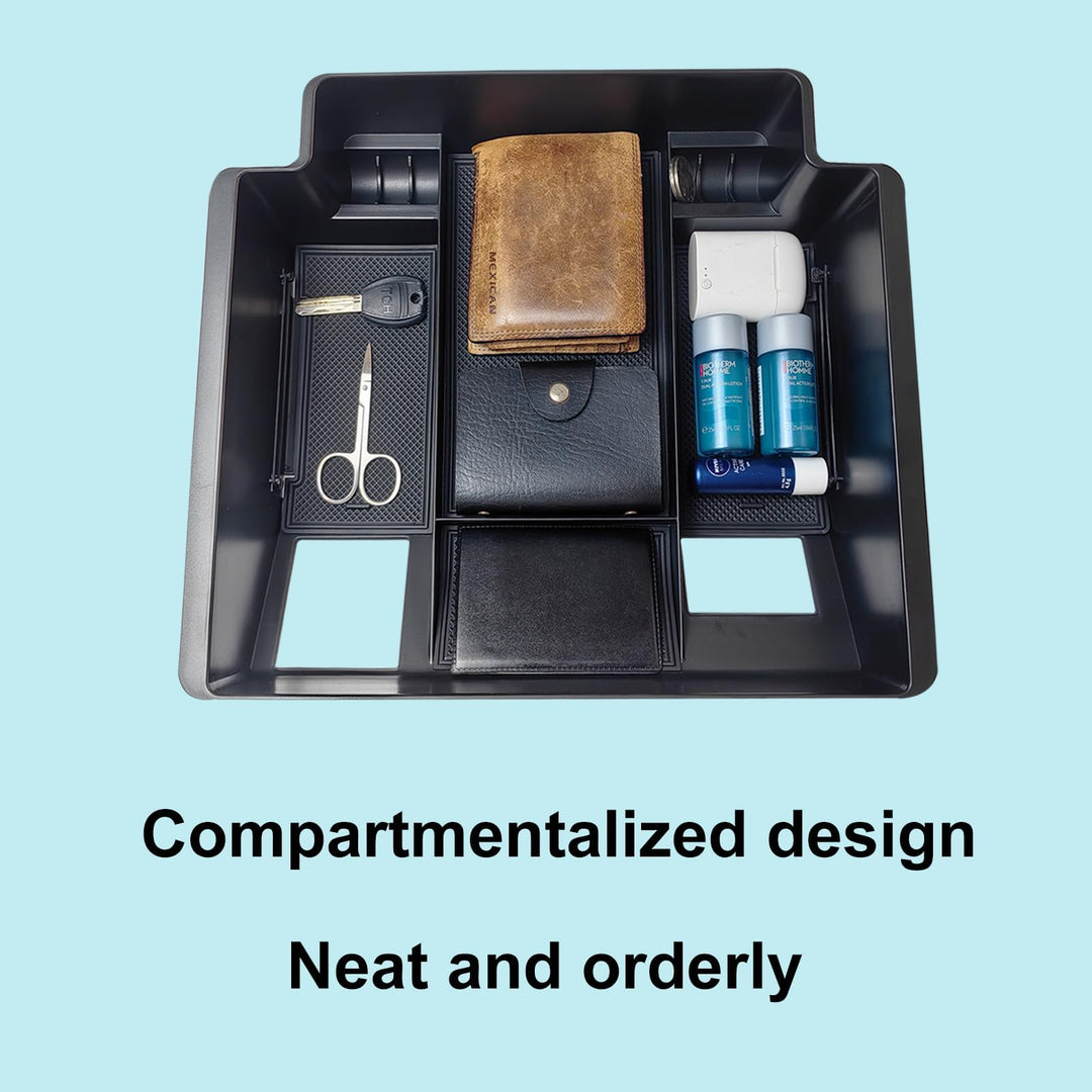 Zxiaochun Center Console Tray for 2022-2024 2025 Chevy Silverado/GMC Sierra 1500 and 2024 2025 Silverado/Sierra 2500/3500HD Accessories, Armrest Box Storage Organizer (Fits Bucket Seat Console Only)