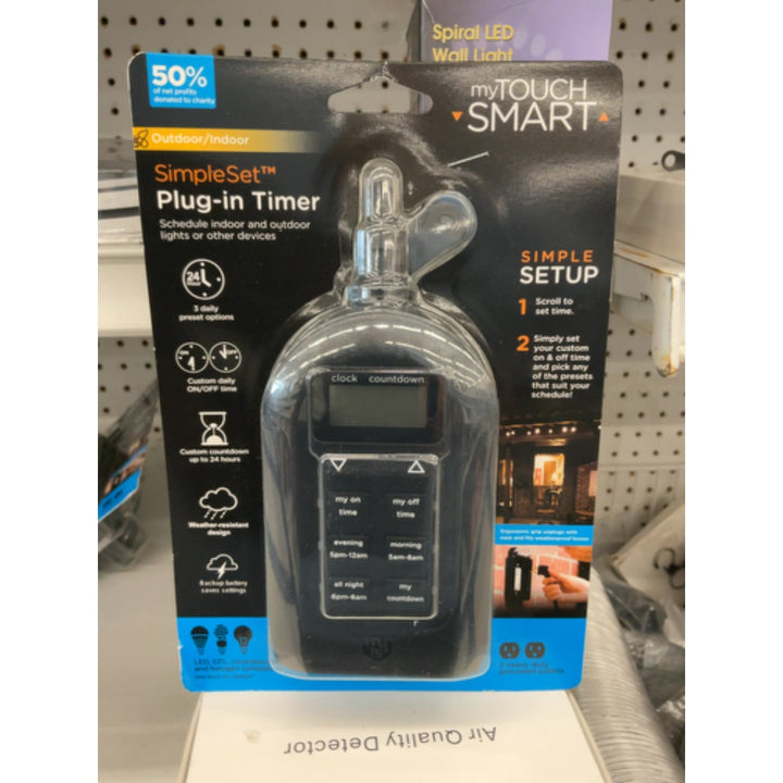 myTouchSmart 26898-P1 Indoor/Outdoor Weather Resistant Digital Plug-in Timer, Custom Presets