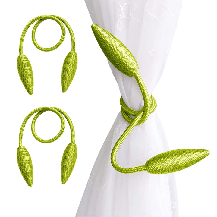 BAOANHLIFE Curtain Tiebacks Curtain Holders Clips | Curtain Ties for Drapes | Curtain Holdbacks | Curtain Tie Backs for Curtains 2 Pack | 65cm/25.60in Non-Slip Creative Window Decorative Home (Green)