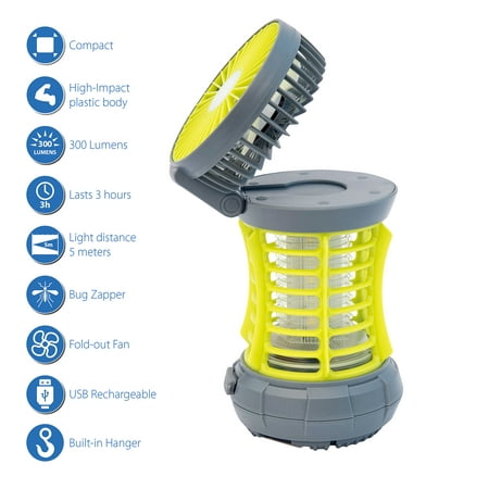 Ozark Trail Bug Zapper  Yellow  2-in-1 Fan & LED Light  Ourdoor Use  Electronic 5V  Rechargeable Retail $20.00