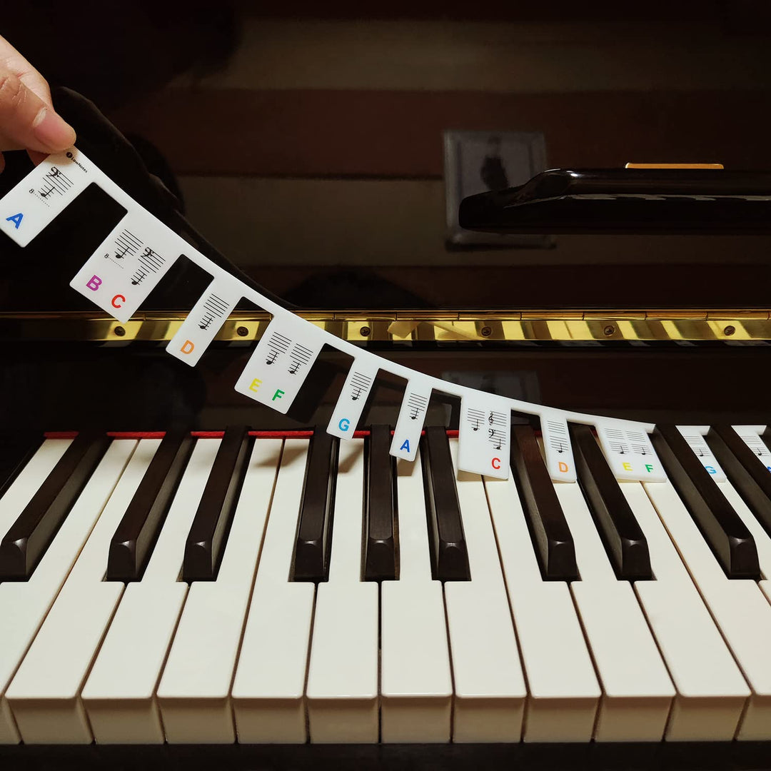 Silicone Piano Keyboard Guide,Removable Durable Piano Note Stickers for Beginner Learning,88-Key Full Size Reusable Sticker-Free Removable 88-Key Piano&Electronic Piano Note Key Guide Strip(Rainbow)