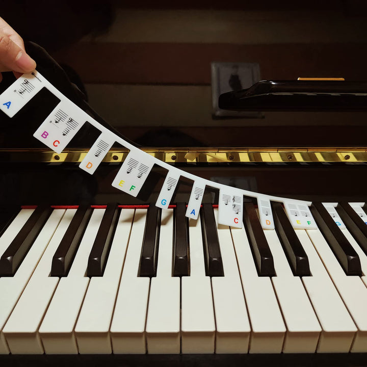 Silicone Piano Keyboard Guide,Removable Durable Piano Note Stickers for Beginner Learning,88-Key Full Size Reusable Sticker-Free Removable 88-Key Piano&Electronic Piano Note Key Guide Strip(Rainbow)