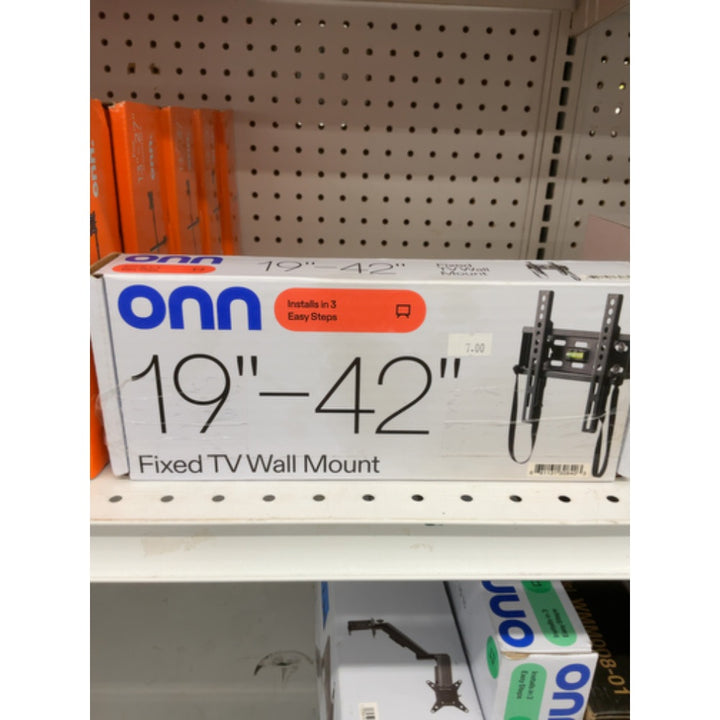 Onn. Fixed TV Wall Mount for 19  to 42  TVs  Holds TVs up to 35 Lbs  Black