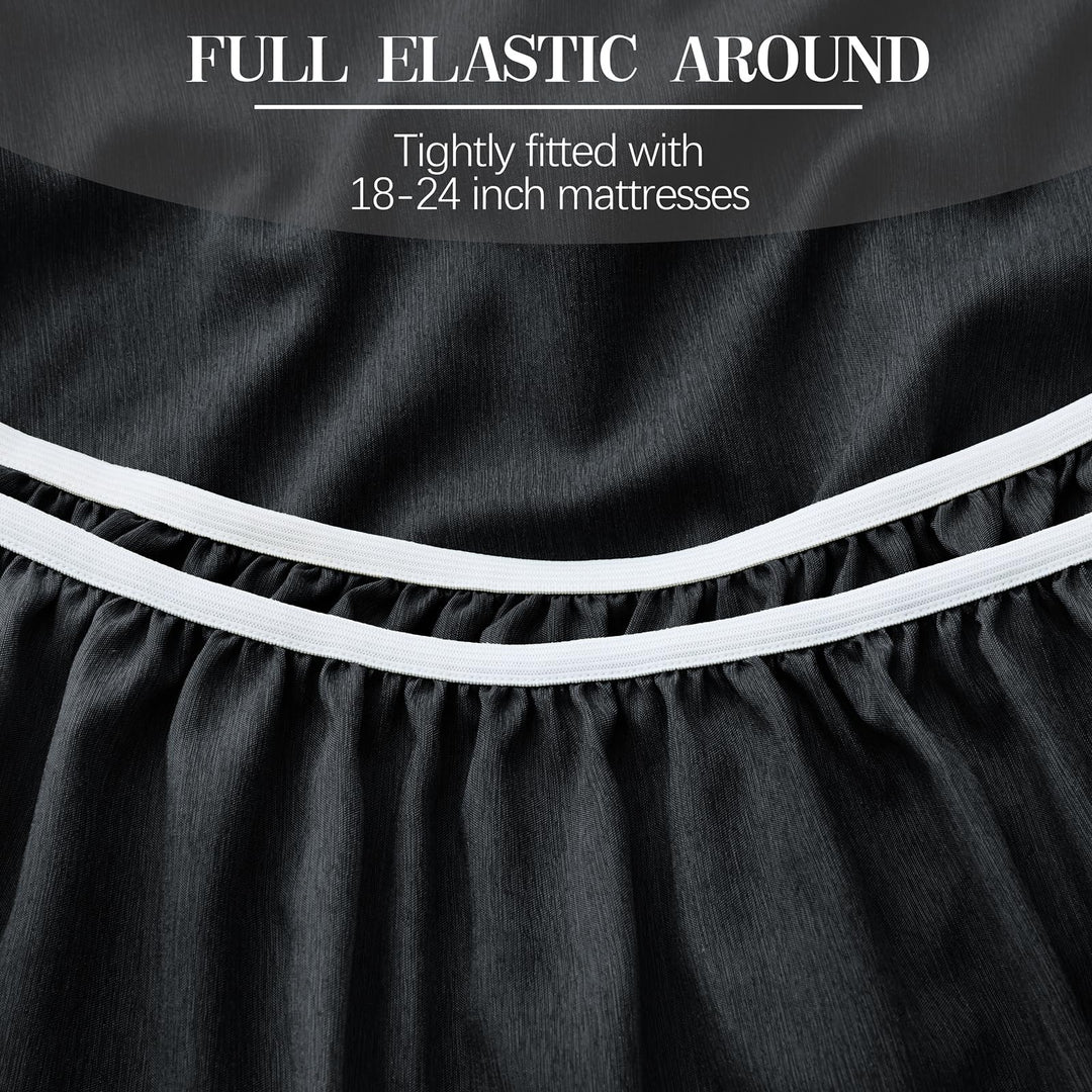 VACVELT 4pcs Extra Deep Pocket Full Sheets, Rayon Derived from Bamboo Sheets, Black Sheet Set 18-24 Inch Deep Pocket Bed Set, Cooling & Silky Bedding Set Soft & Ultra Deep Fitted Sheet Set