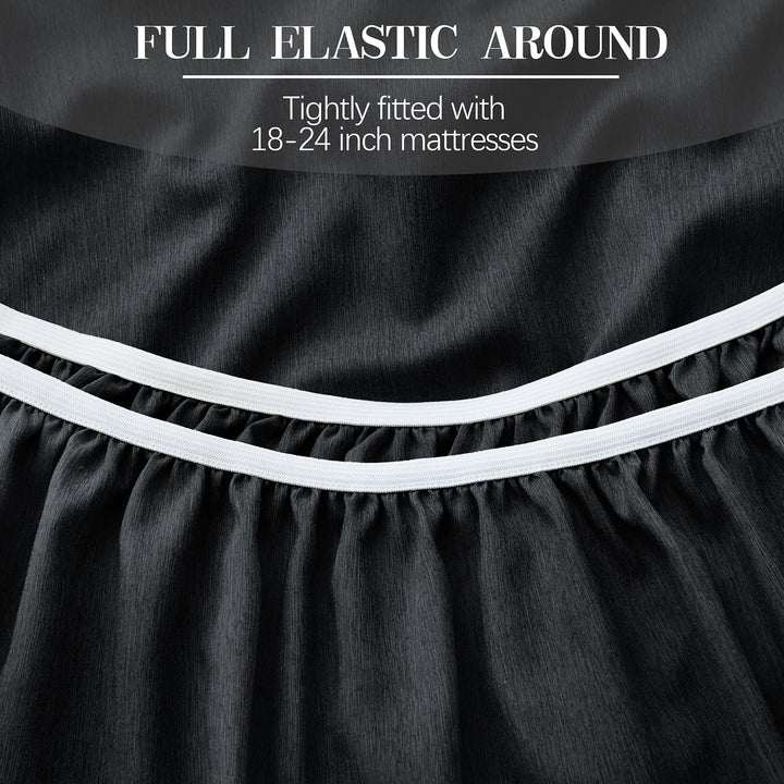 VACVELT 4pcs Extra Deep Pocket Full Sheets, Rayon Derived from Bamboo Sheets, Black Sheet Set 18-24 Inch Deep Pocket Bed Set, Cooling & Silky Bedding Set Soft & Ultra Deep Fitted Sheet Set