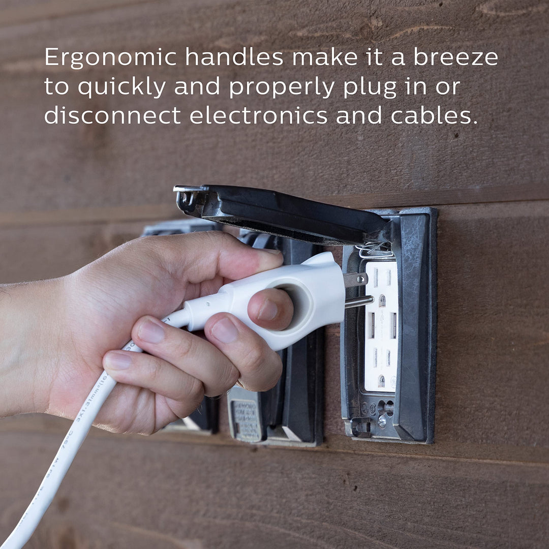 Philips EZGrip Outdoor Extension Cord with Multiple Outlets, Grounded 3 Prong Cord, Short Extension Cord Indoor with Multiple Outlets, Heavy Duty, 8 Ft, 16 AWG, Whitw, SPC3183EZT1/37