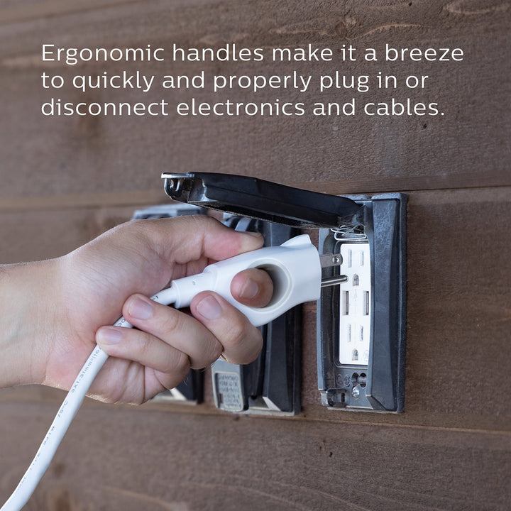 Philips EZGrip Outdoor Extension Cord with Multiple Outlets, Grounded 3 Prong Cord, Short Extension Cord Indoor with Multiple Outlets, Heavy Duty, 8 Ft, 16 AWG, Whitw, SPC3183EZT1/37