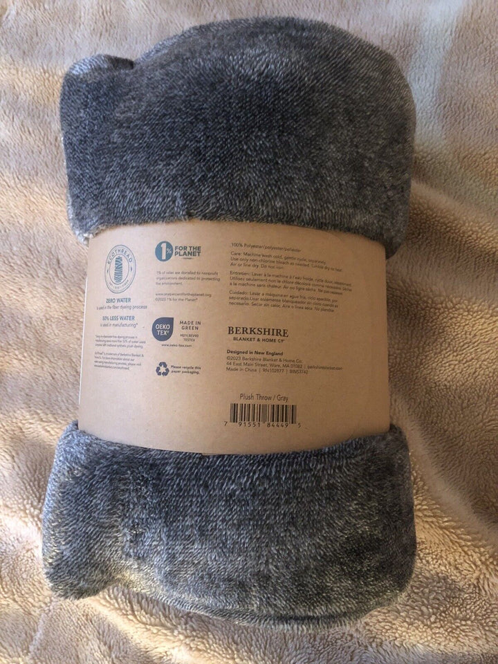 Berkshire Blanket & Home Co EcoThread TM Plush Throw Blanket  Gray  Oversized Throw