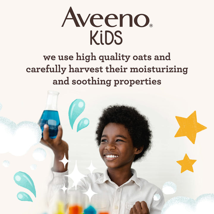 Aveeno Kids Face & Body Wash for Sensitive Skin, Oat Extract, Tear-Free, Non-Drying, Light Scent, Pump Dispenser, Hypoallergenic, Sulfate & Dye Free, 18 fl oz