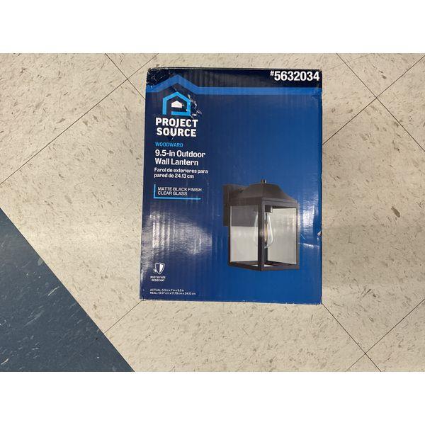 Project Source Woodward 9.5-in Outdoor Wall Lantern - Matte Black Finish, Clear Glass Retail $35.00
