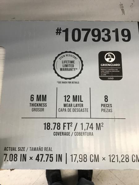 Stainmaster, Sanderling Spruce Waterproof Vinyl Plank Flooring, 1079319, Stain Resistant, 6mm Thickness Retail $40.00