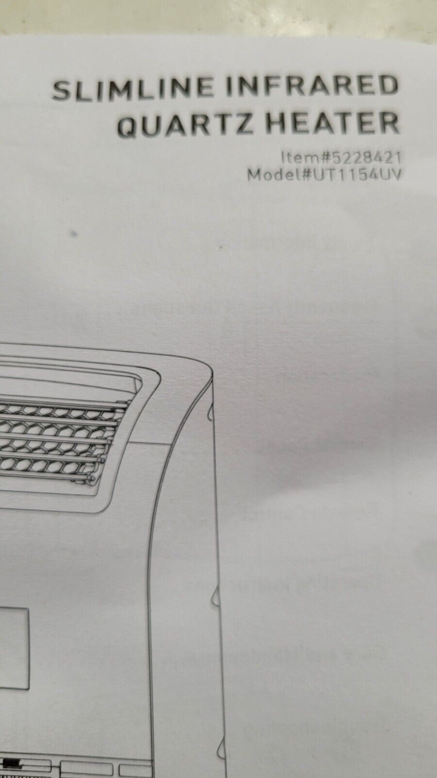 Utilitech Infrared Quartz Heater New Open Box #496-9025 Remote Manual Included