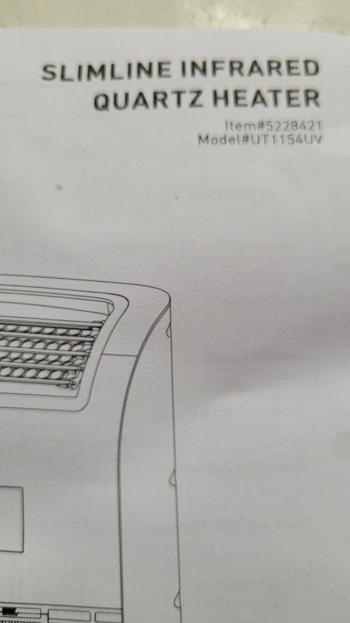 Utilitech Infrared Quartz Heater New Open Box #496-9025 Remote Manual Included