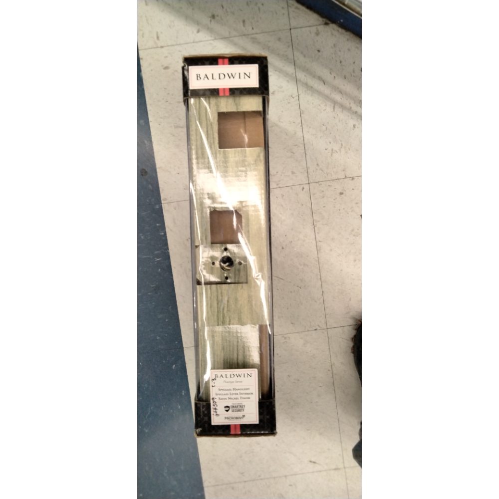Baldwin Spyglass , Front Entry Handleset with Interior Lever, Featuring SmartKey Deadbolt Re-Key Technology and Microban Protection, in Satin Nickel