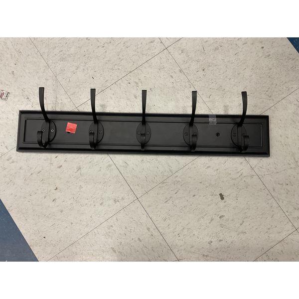 Coat Rack - Wall Mounted, 5 Hooks, Black Finish
