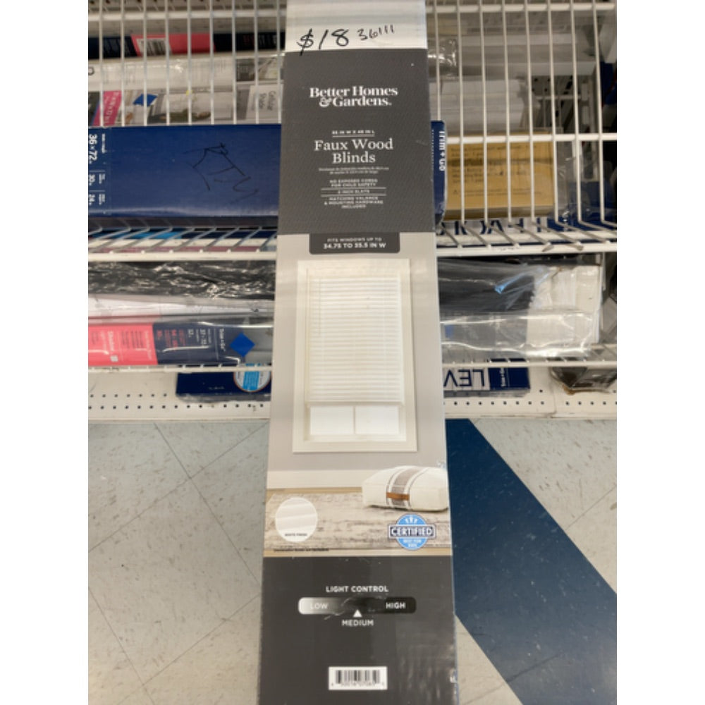 Better Homes & Gardens 2  Cordless Faux Wood Horizontal Blinds  White  35x48