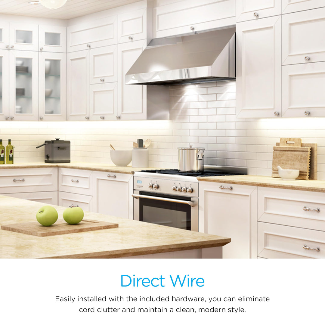 Enbrighten 36 Inch LED Under Cabinet Light Fixture, Direct Wire, In-Wall Dimmer Compatible, 1366 Lumens, 3000K Soft White, Steel Housing, White Finish, 38981-T1