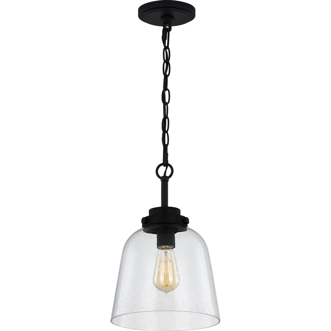 Quoizel Seaton Pendant Light, 14.75 Inch 1-Light Matte Black Finish, Max Adjustable Height 67", Pendant Light for for Kitchen Island, Dining, Hallway or Bedroom