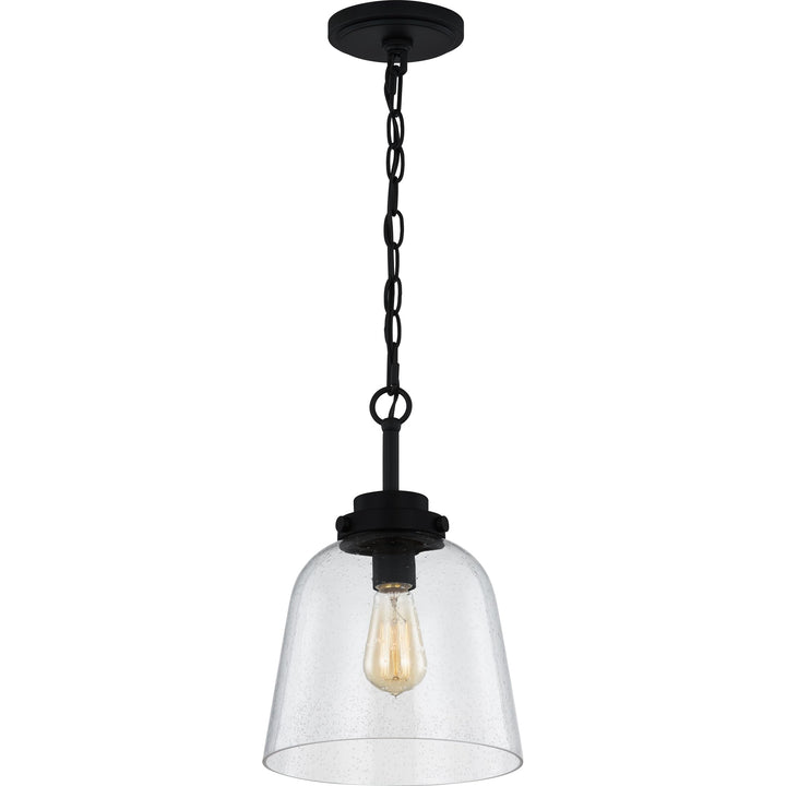 Quoizel Seaton Pendant Light, 14.75 Inch 1-Light Matte Black Finish, Max Adjustable Height 67", Pendant Light for for Kitchen Island, Dining, Hallway or Bedroom