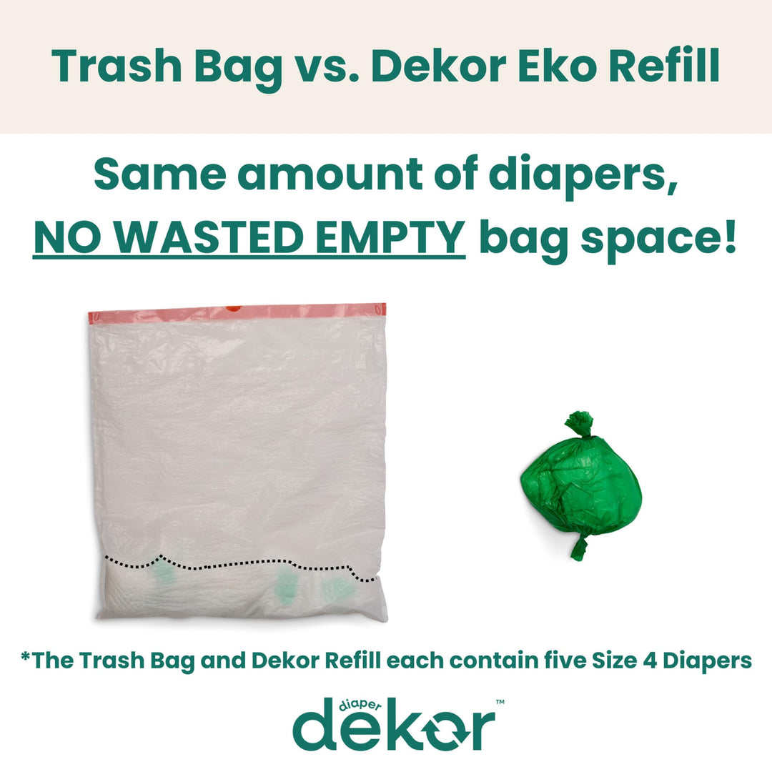 Diaper Dekor Classic Diaper Pail Refills, Most Economical Refill System | Quick & Easy to Replace | No Preset Bag Size Use Only What You Need | Exclusive End-of-Liner Marking, Multicolor