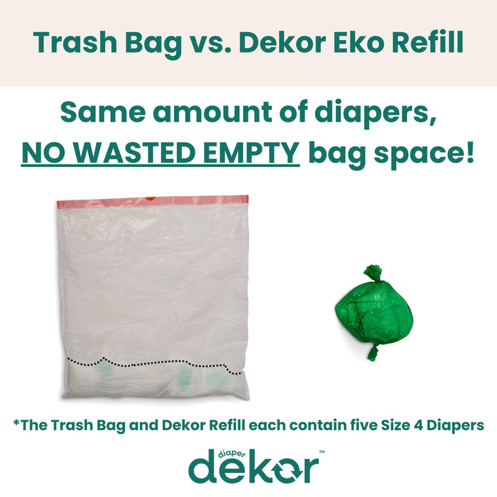 Diaper Dekor Classic Diaper Pail Refills, Most Economical Refill System | Quick & Easy to Replace | No Preset Bag Size Use Only What You Need | Exclusive End-of-Liner Marking, Multicolor