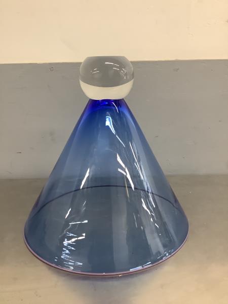 Art Glass Cone Vase with Sphere Base - Blue Retail $150.00