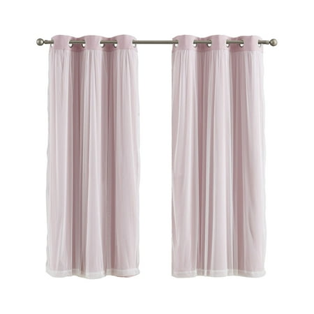 Your Zone Blackout Curtain Panel with Sheer Overlay  1 Panel  Pink  37  W X 63  L Retail $12.96