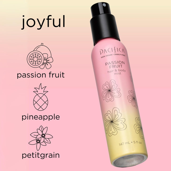 Pacifica Hair Mist Perfume & Full Body Spray for Women - Passion Fruit Body Mist Fragrance w/Pineapple, Orange Blossom, Vanilla, Sandalwood & Bergamot Ã¢â‚¬â€œ Alcohol-Free, Vegan & Cruelty-Free, 5 oz
