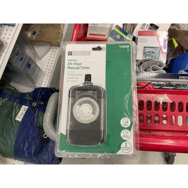 Utilitech Outdoor 24-Hour Manual Timer - 2 Grounded Outlets, Daily Repeat Retail $15.00