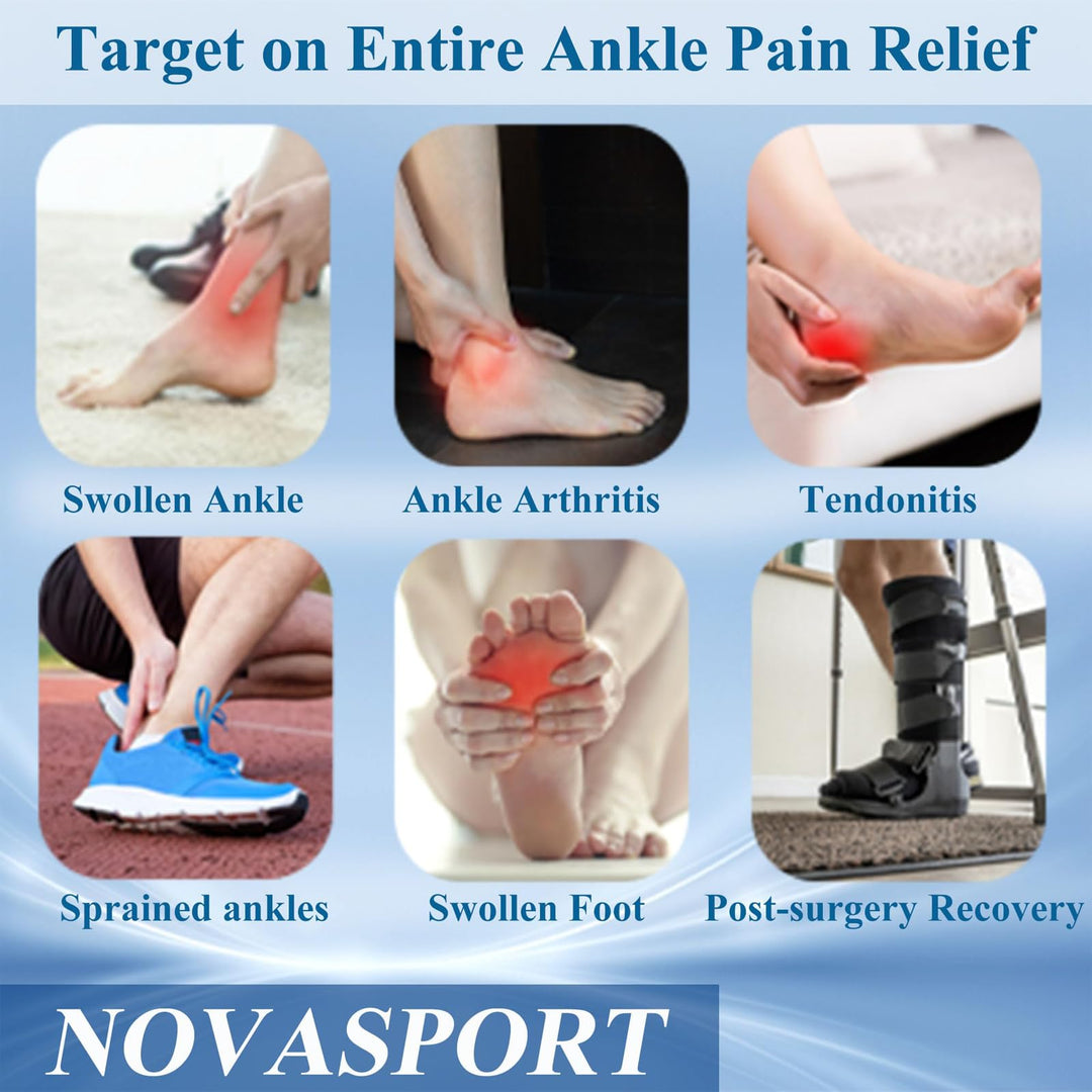 NOVASPORT Knee Ice Pack Wrap for Injuries, Ice Sleeve Pain Relief for Elbow, Knee, Ankle, Calf, Reusable Hot Cold Compression Sleeve for Calf Injuries, Surgery Recovery, Bruises & Sprains-L* 2 Pack