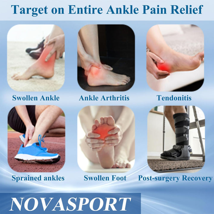 NOVASPORT Knee Ice Pack Wrap for Injuries, Ice Sleeve Pain Relief for Elbow, Knee, Ankle, Calf, Reusable Hot Cold Compression Sleeve for Calf Injuries, Surgery Recovery, Bruises & Sprains-L* 2 Pack