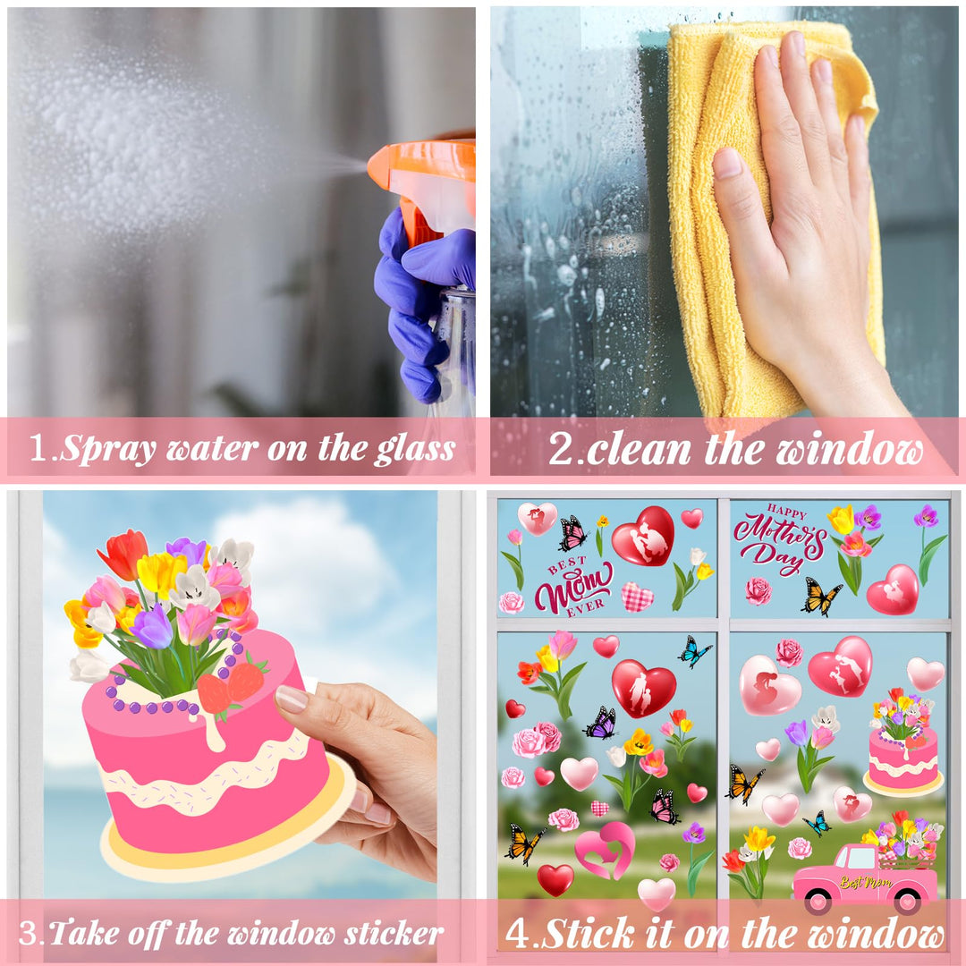 Lenyunge Happy Mother's Day Window Clings,Mother’s Day Decorations 9 Sheets Pink Mother’s Day Window Stickers Best Mom Ever Removal Window Decals for Mother’s Day Supplies Retail $12.00