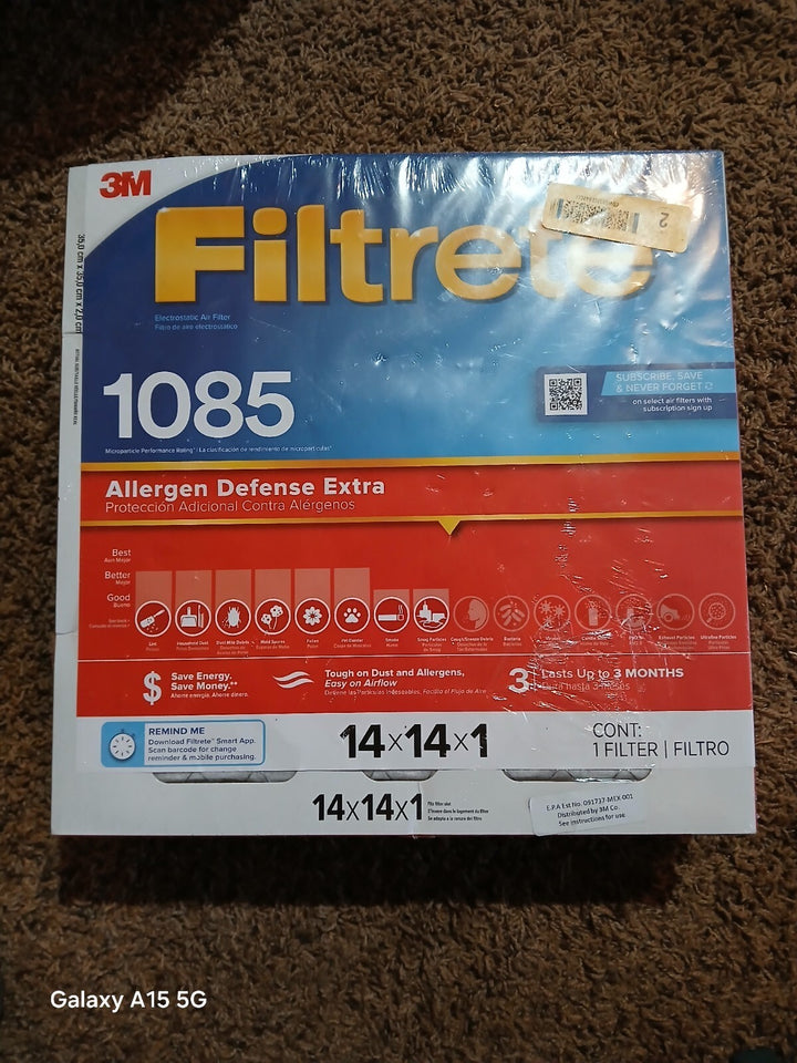 4 Qty Pack 3M Filtrete Allergen Defense EXTRA 1085 Filter 12x12x1 (11.8 X 11.8)