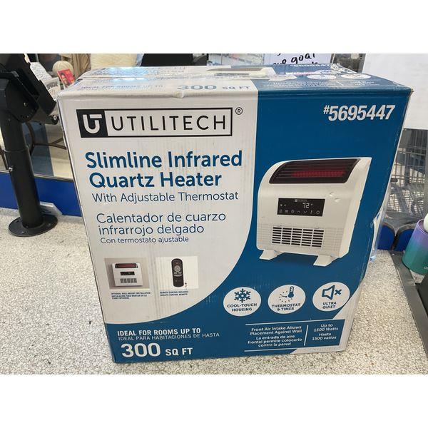 Utilitech Slimline Infrared Quartz Heater - Adjustable Thermostat, 300 sq ft Retail $60.00